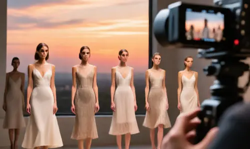 Портрет женщины с задумчивым взглядом, сидящей на стуле в студийном освещении