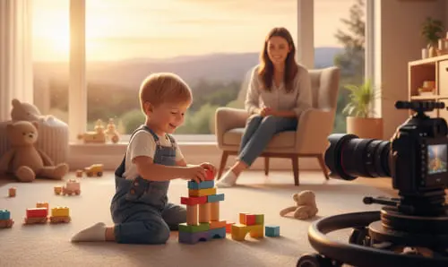 Естественная сцена с ребенком — процесс съемки контента, который вызывает доверие у родителей.