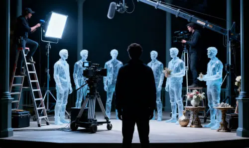 Команда использует голограммы в процессе изготовления видеоролика